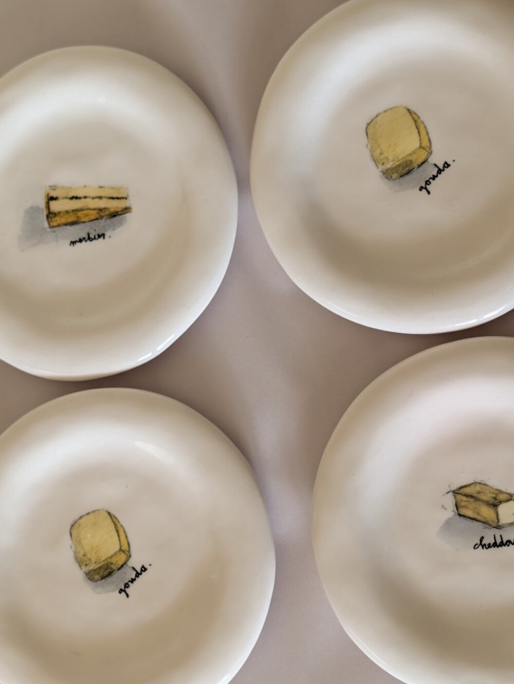Rae Dunn Artisan Collection By Magenta Cheese Plates Cheddar, Gouda, Morbier